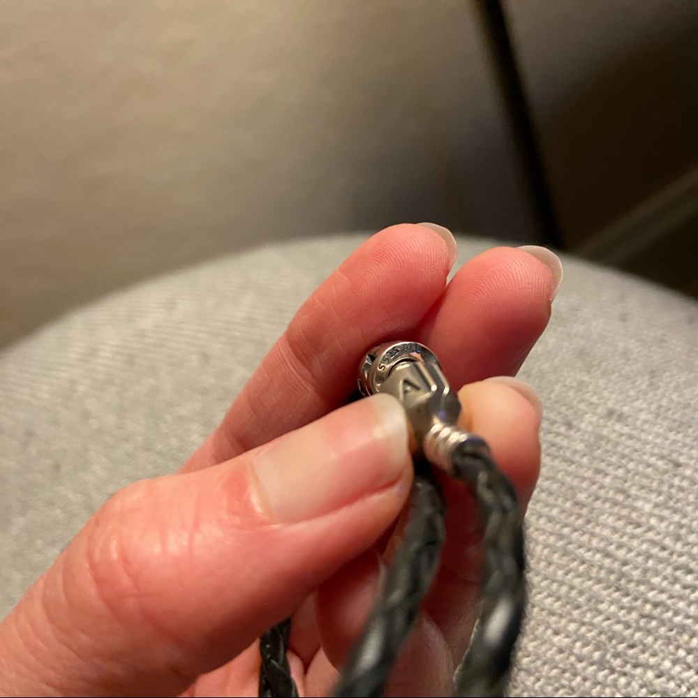 Pandora sterling silver charm double braided bracelet - Picture 2 of 3